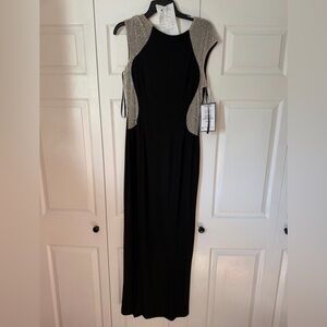 XSCAPE Women's Black Rhinestone Illusion-Trim Gown Dress, Size 10